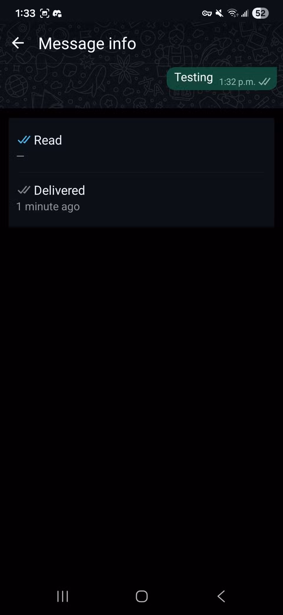 χρονική σήμανση μιας ειδοποίησης μηνύματος whatsapp όταν διαβάστηκε και παραδόθηκε