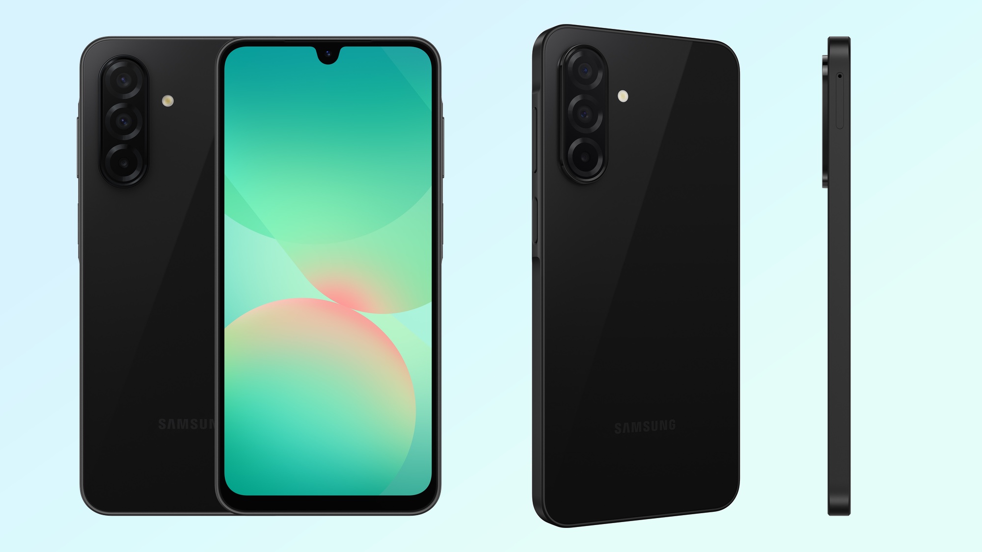 Samsung Galaxy A26 στο πίσω μέρος από μπροστά πίσω και στο πλάι