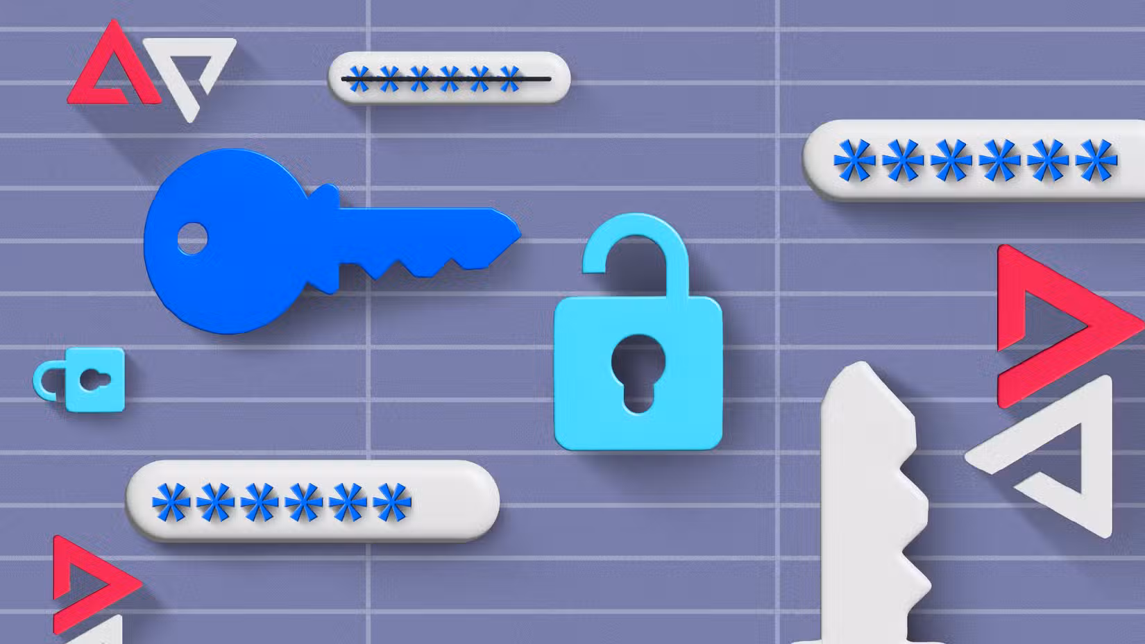 Απεικόνιση ενός διαχειριστή κωδικών πρόσβασης με κωδικούς πρόσβασης, κλειδιά και λουκέτα
