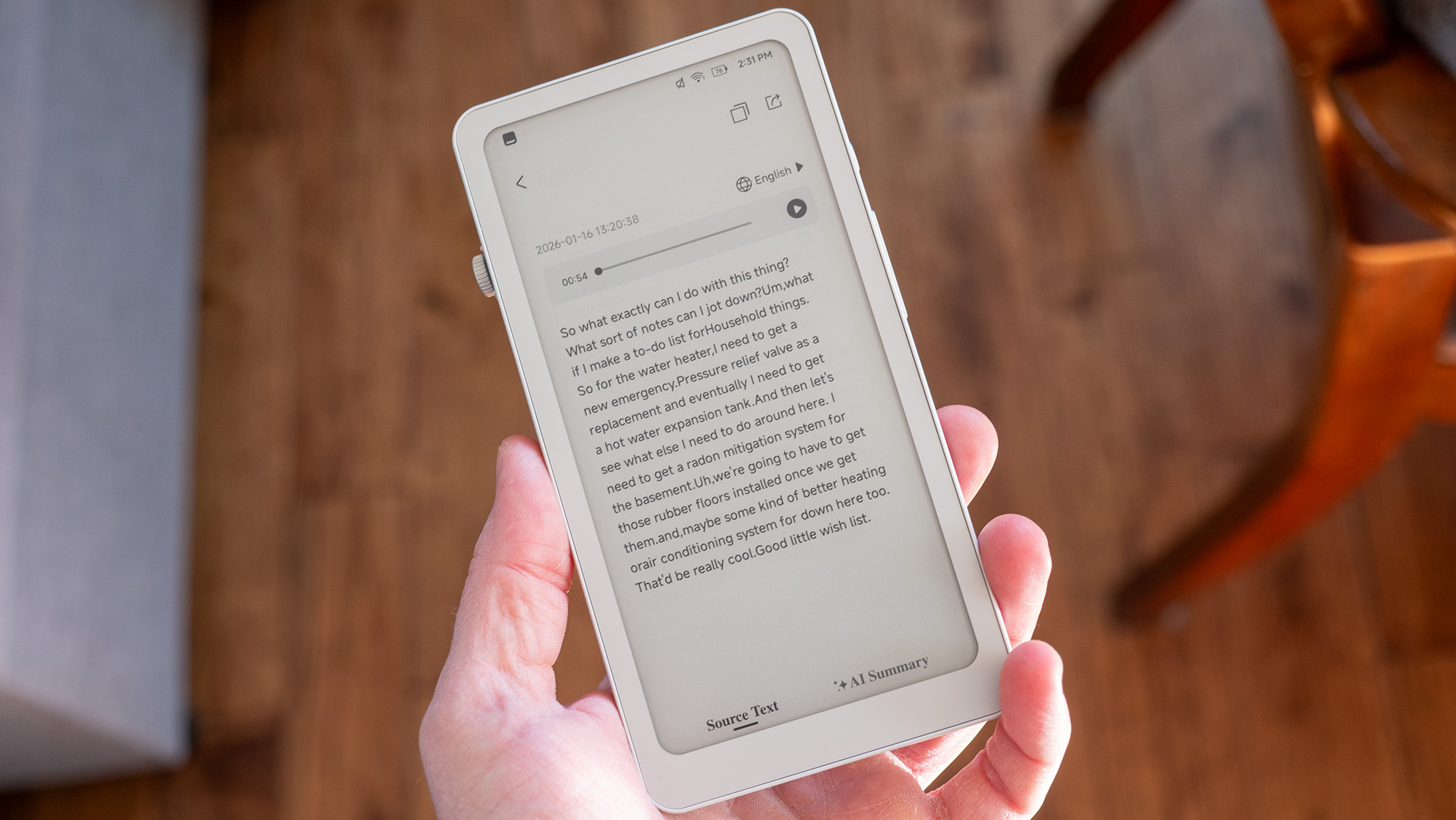 Η εφαρμογή Spark Notes του DuRoBo Krono μεταγράφει μια φωνητική σημείωση