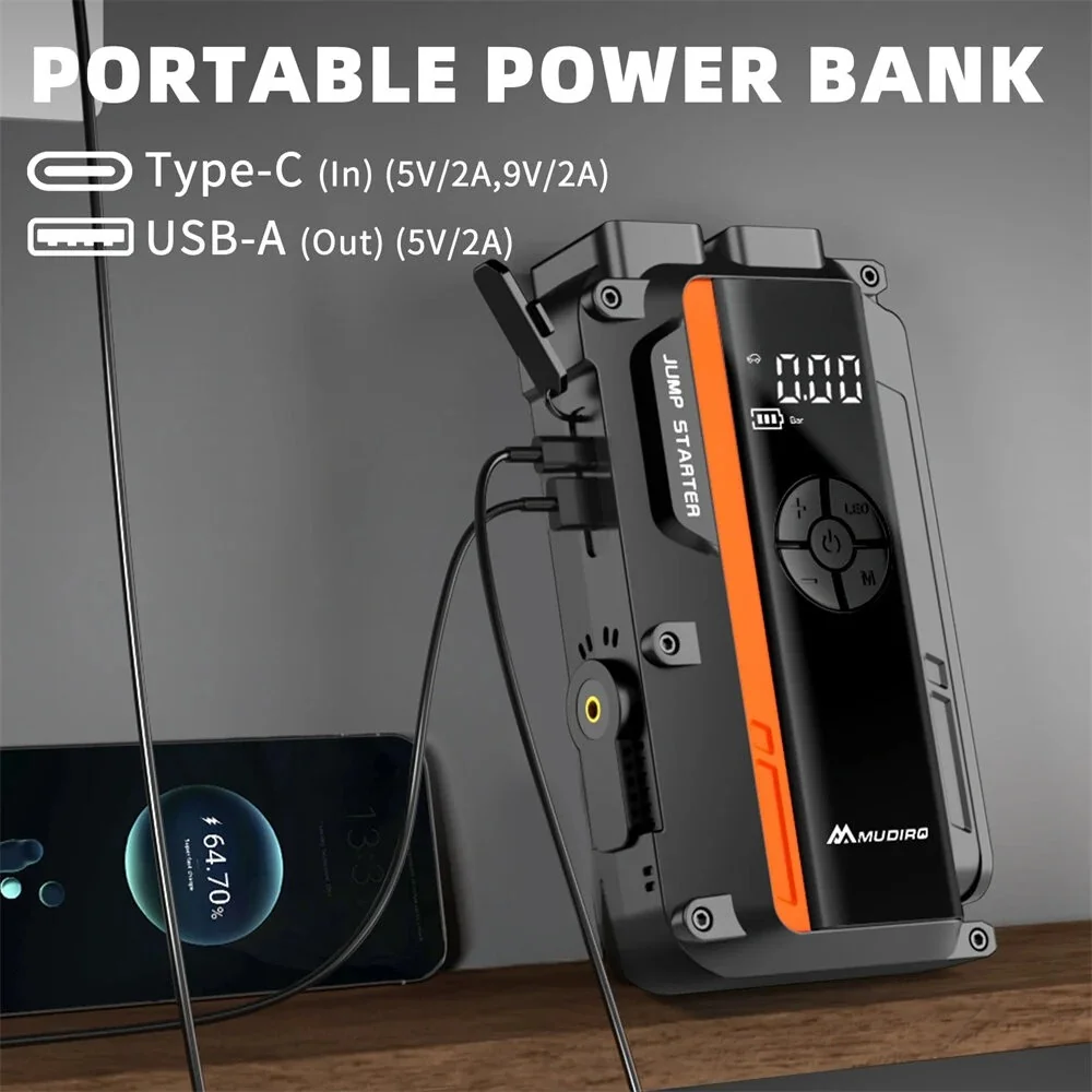 Mudiro M-JA1 : Εκκινητής αυτοκινήτου με αεροσυμπιεστή και 4000A ισχύ για κάθε ανάγκη στο δρόμο