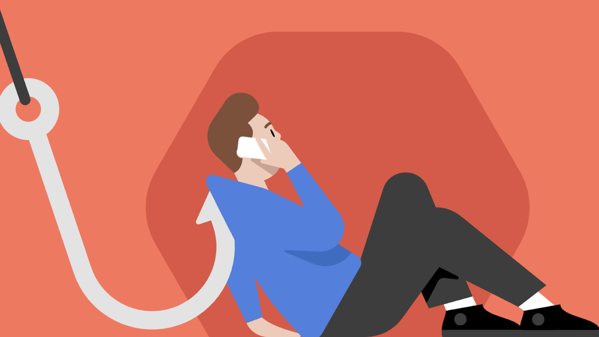 Ένα καρτούν που αντιπροσωπεύει μια κλήση phishing