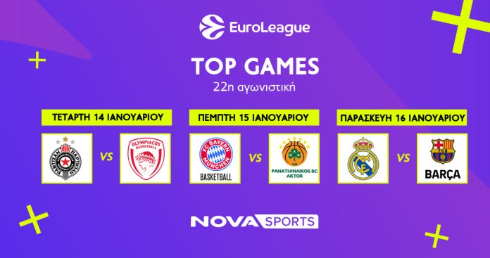Μπασκετική πανδαισία με EuroLeague, τις εκτός έδρας αποστολές των «αιωνίων» & ισπανικό «El Clasico», EuroCup και Αθηναϊκό Qualco στο παρκέ του Novasports! -