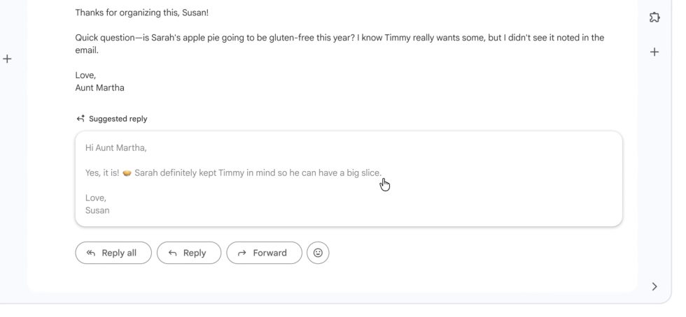 Προτεινόμενη απάντηση στο Gmail
