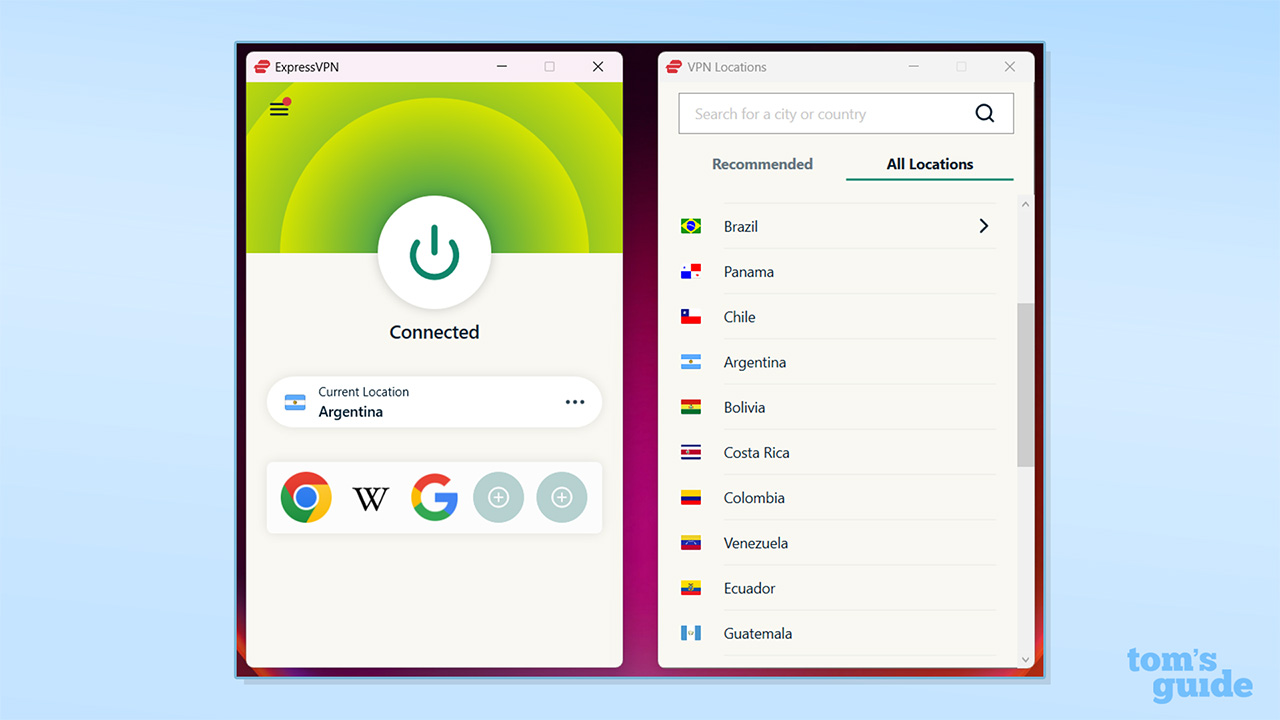 Στιγμιότυπο οθόνης της τοποθεσίας ExpressVPN Argentina