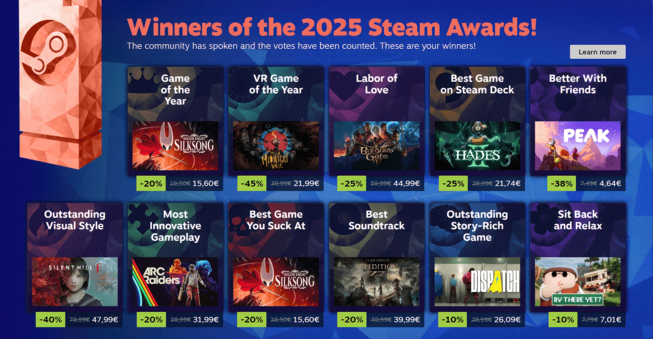 Το βραβείο GOTY Steam 2025 πηγαίνει στο Hollow Knight: Silksong, Beating Clair Obscur: Expedition 33
