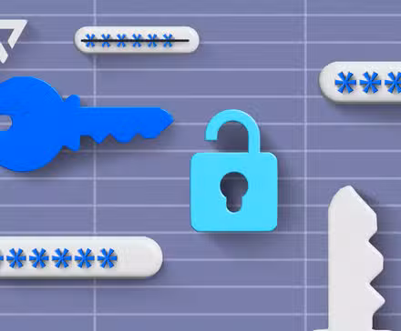 Απεικόνιση ενός διαχειριστή κωδικών πρόσβασης με κωδικούς πρόσβασης, κλειδιά και λουκέτα