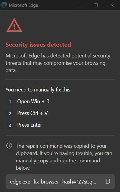 Το στάδιο ClickFix της επίθεσης