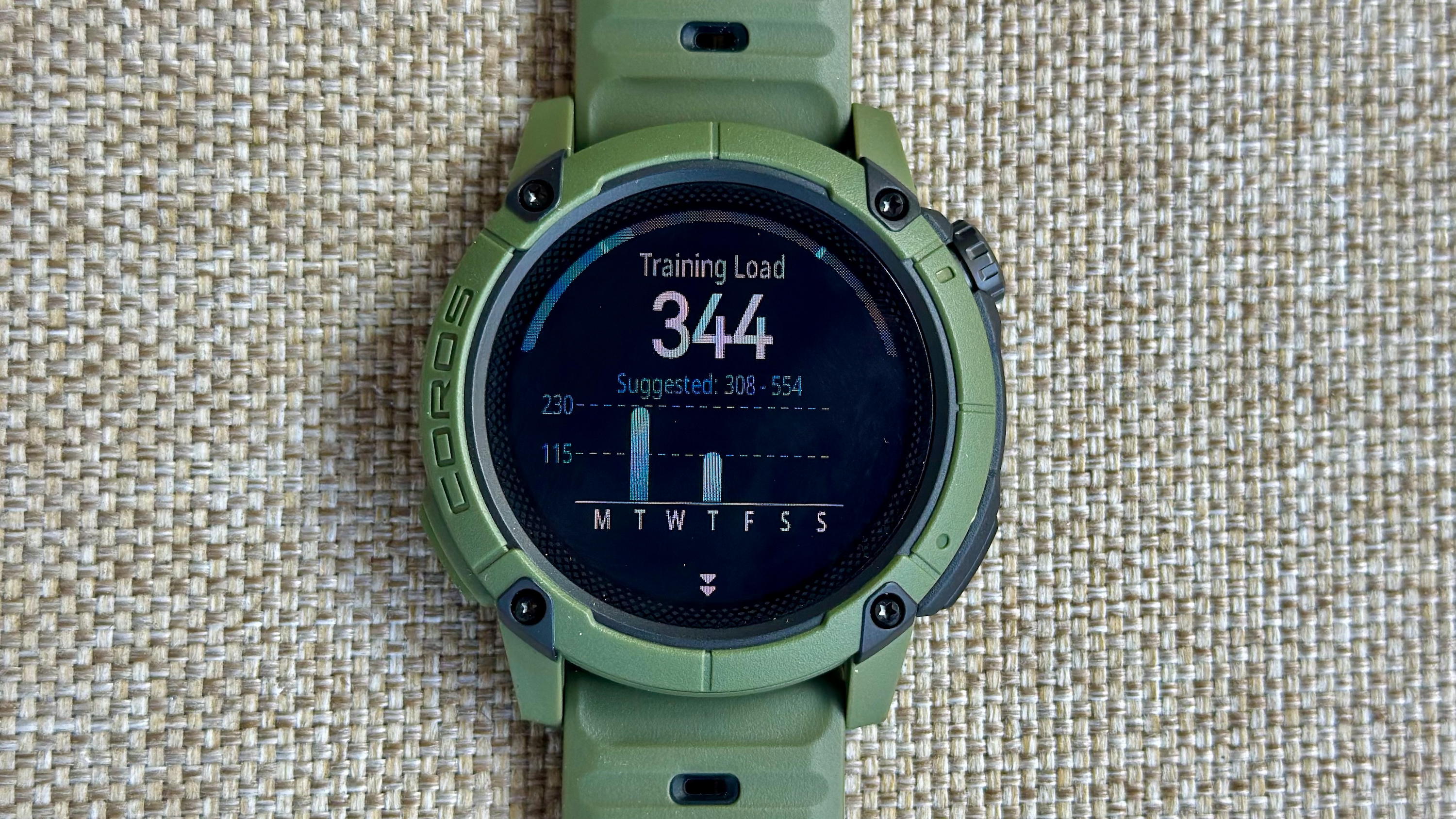 The Training Load widget on the COROS NOMAD fitness watch.
