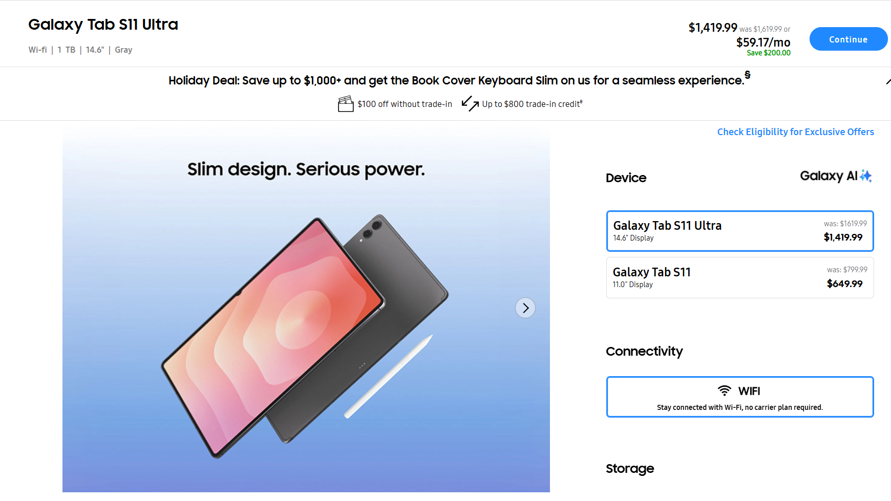 Στιγμιότυπο οθόνης ολοκλήρωσης αγοράς Samsung Galaxy S11 Tab Ultra.