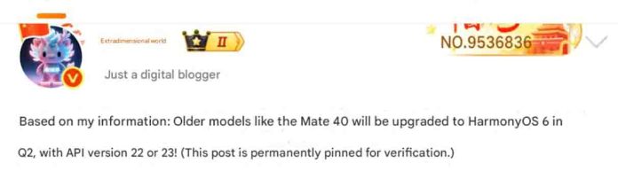 Η σειρά Huawei Mate 40 θα ενημερώσει το HarmonyOS 6: Tipster