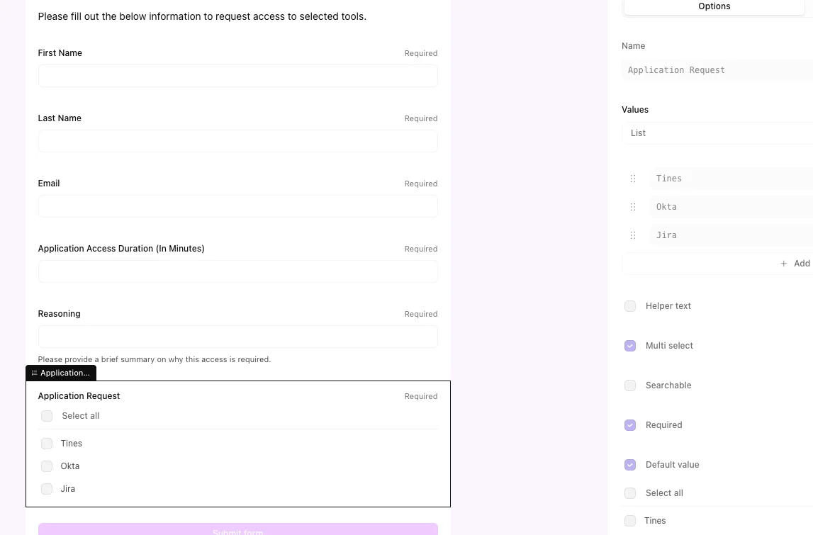 Διαμόρφωση σελίδας Tines
