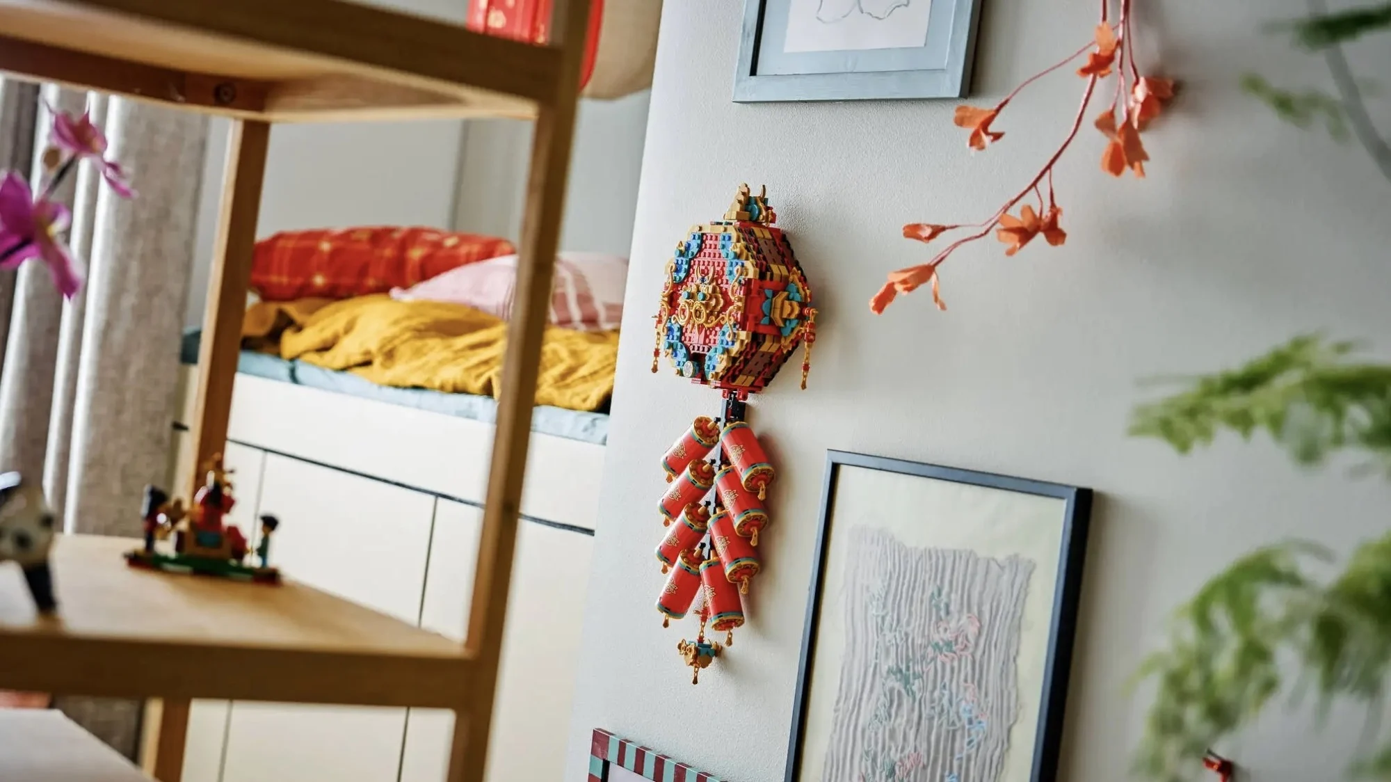 Lego Fortune Firecracker on wall in house