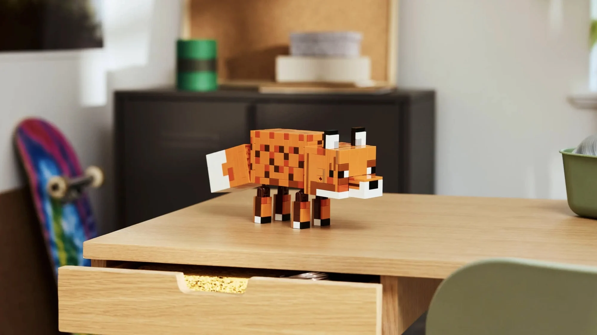 lego minecraft the fox set on top table