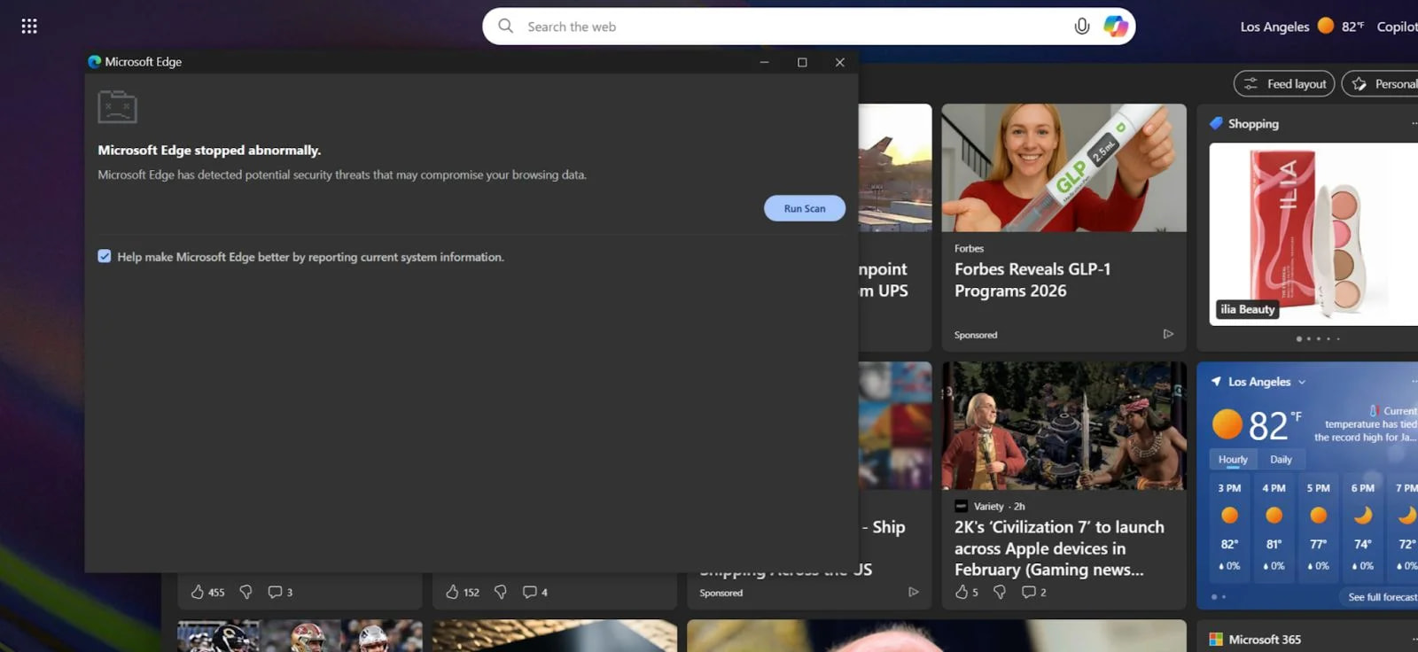 Το παραπλανητικό αναδυόμενο παράθυρο εμφανίστηκε κατά την επανεκκίνηση του προγράμματος περιήγησης