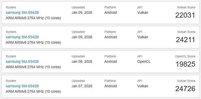 Galaxy S26 Geekbench