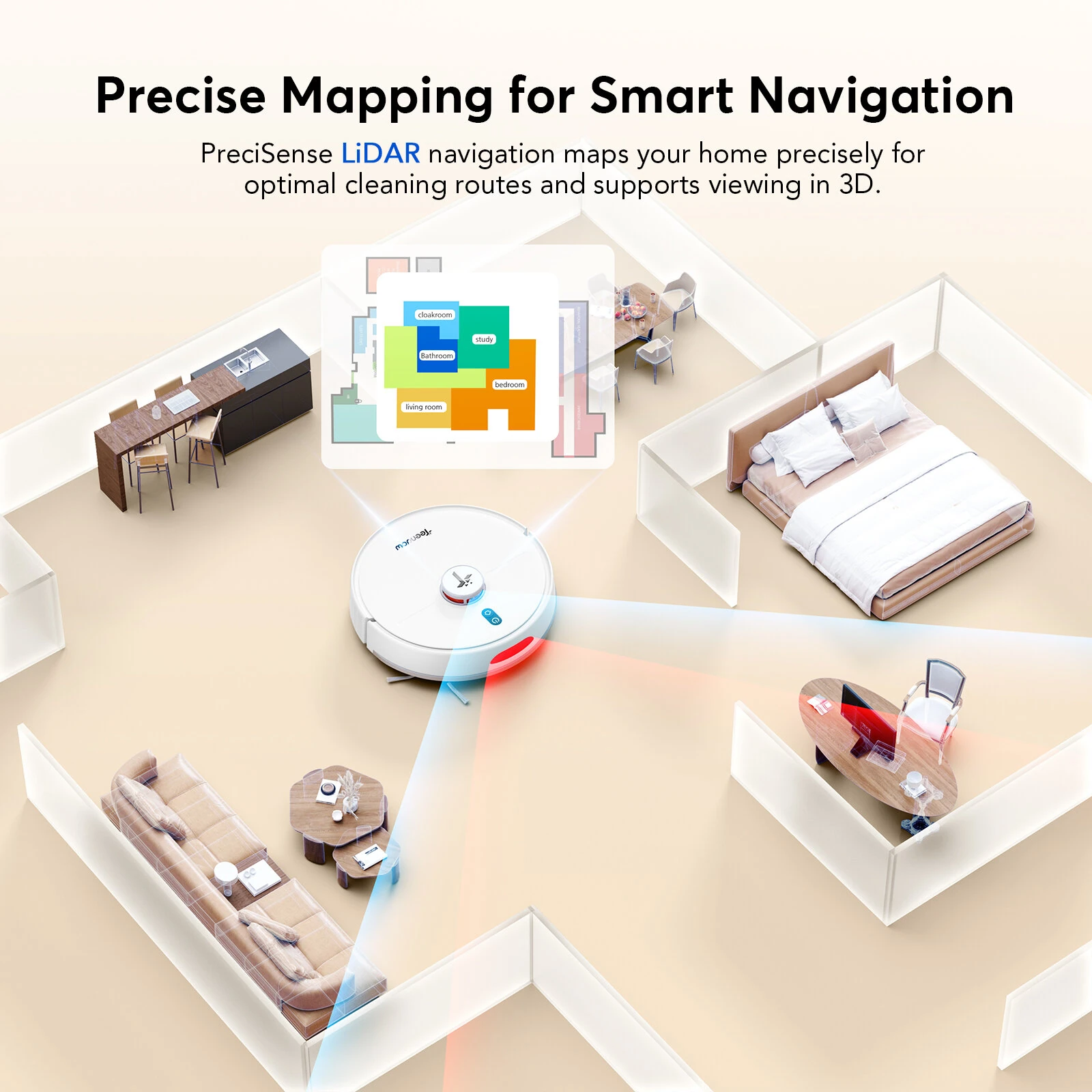 Teendow D20S MAX+ Robot Vacuum and Mop 6000Pa Robot Vacuum Mop Cleans Pet Hair 4