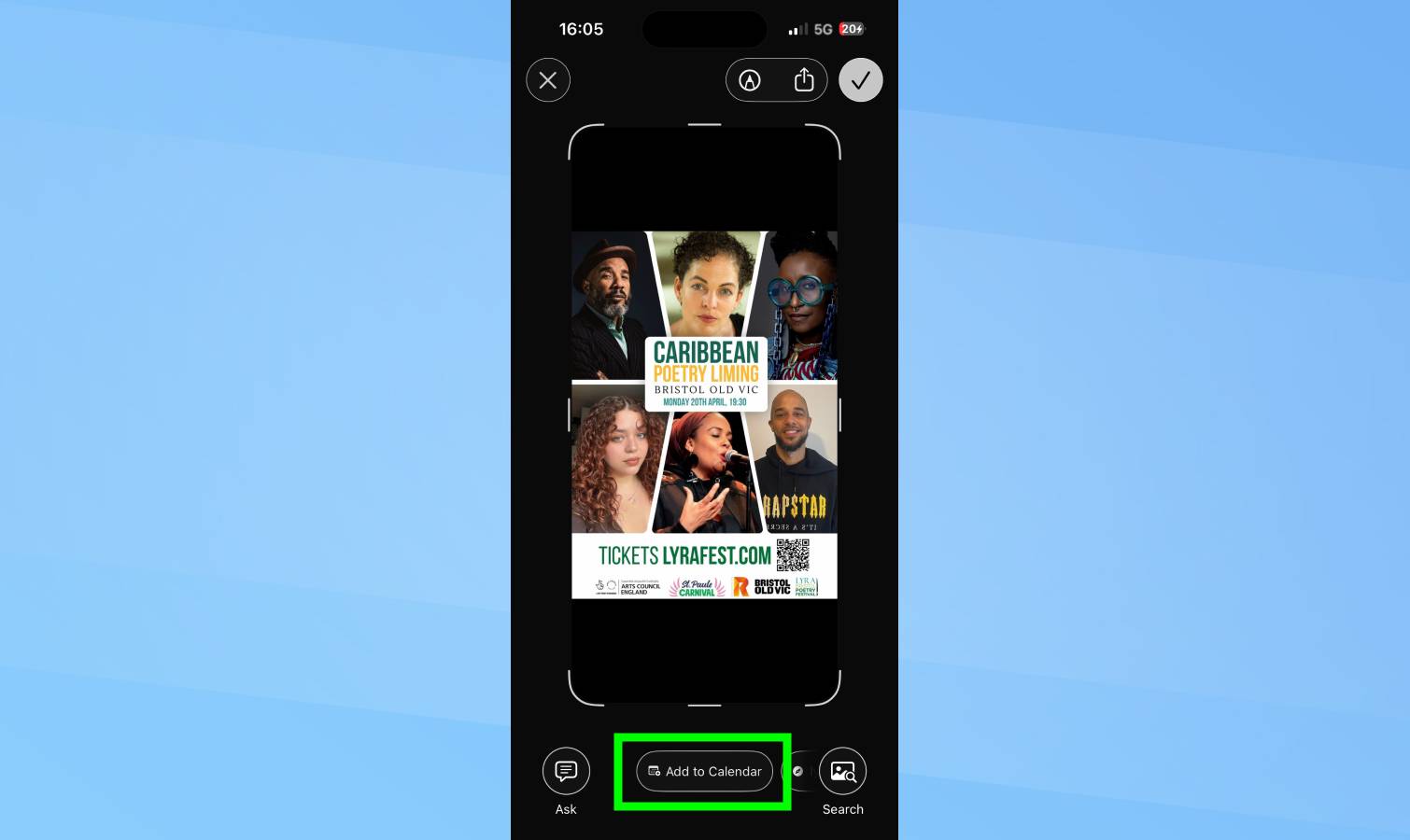 Δημιουργήστε συμβάντα ημερολογίου άμεσα από στιγμιότυπα οθόνης