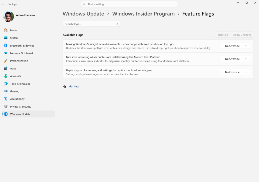 Επισημάνσεις χαρακτηριστικών στο Πειραματικό κανάλι