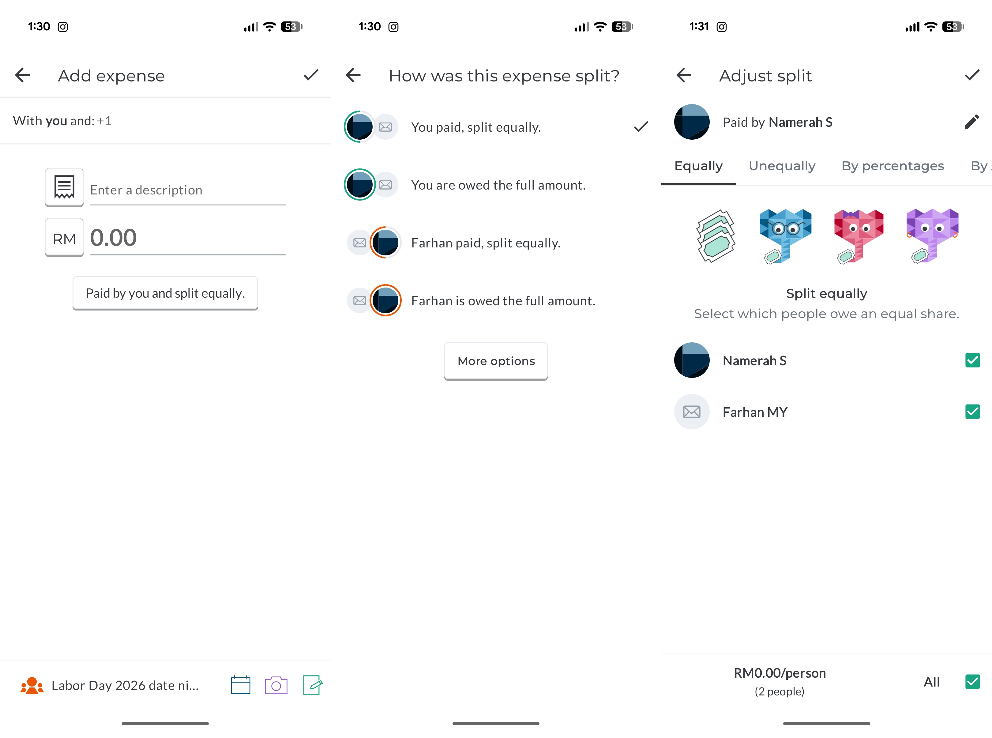 Splitwise screenshots εφαρμογών