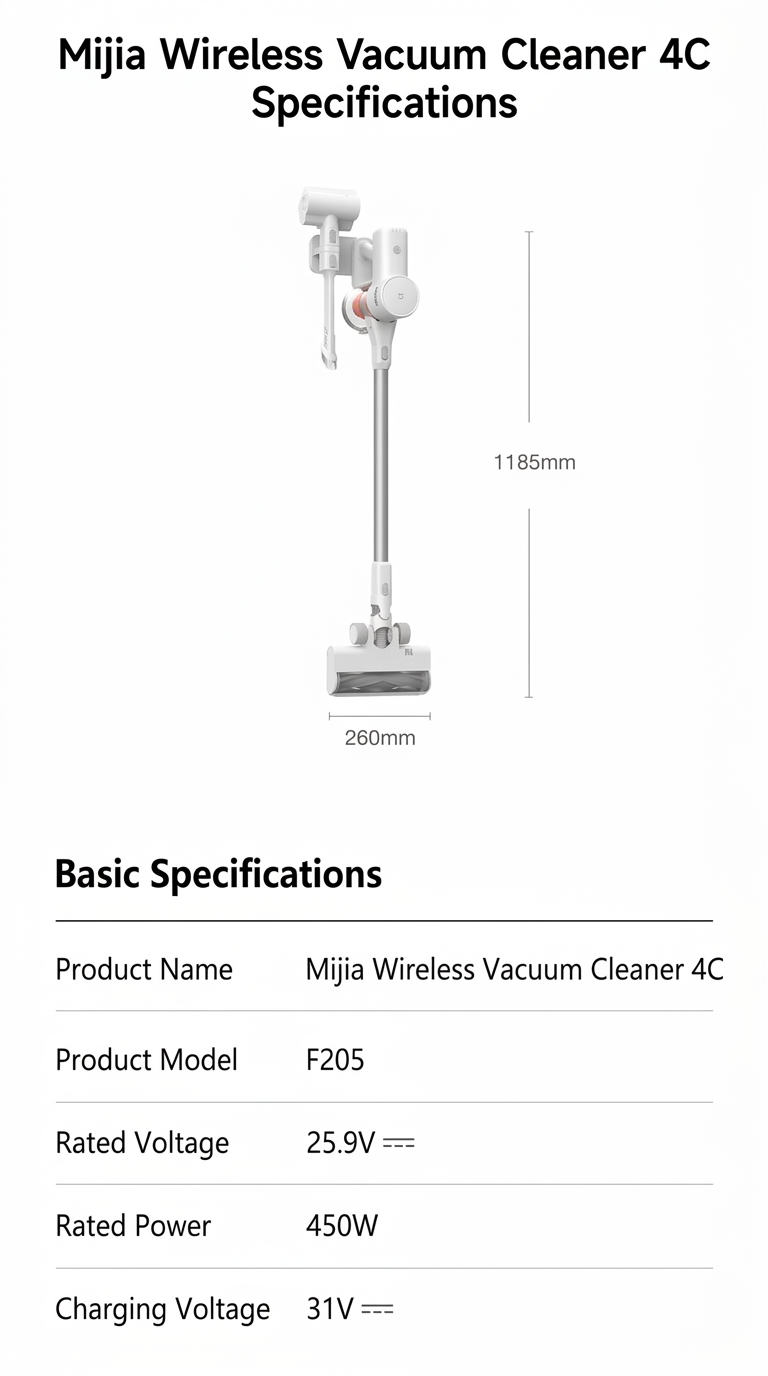 Ασύρματη ηλεκτρική σκούπα Mijia 4C 4