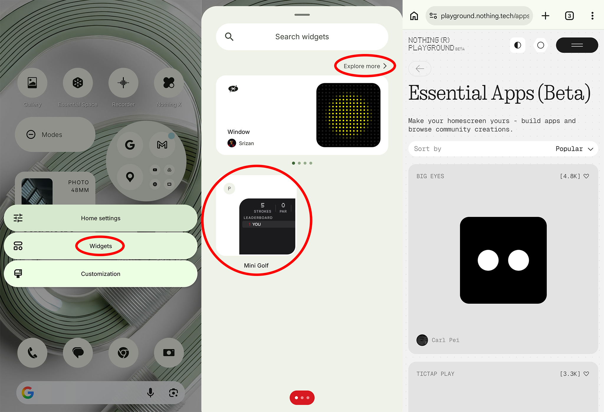Προσθήκη μιας βασικής εφαρμογής στην αρχική οθόνη ενός Nothing Phone 4a Pro