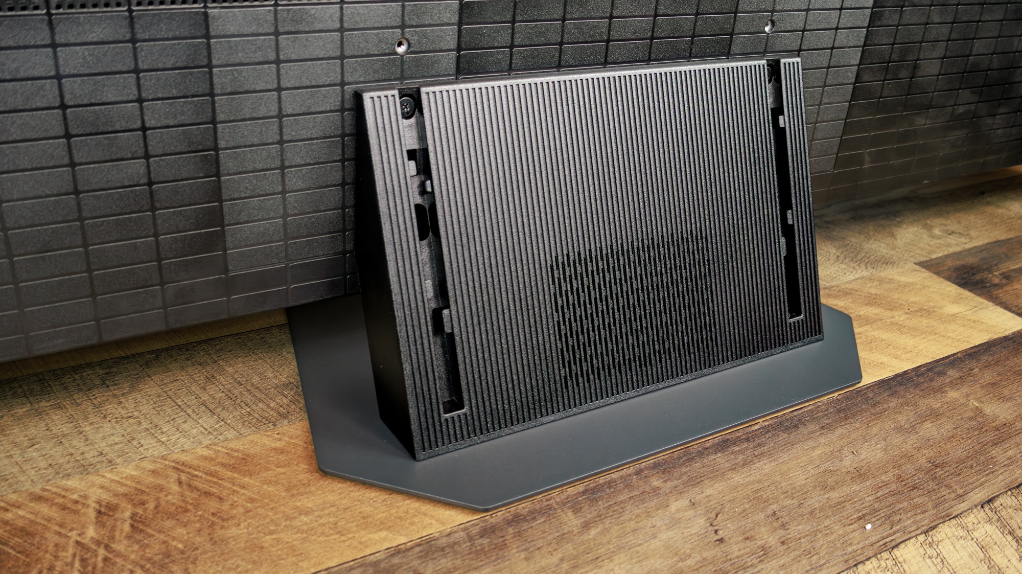 The rear of the Hisense UR9 RGB Mini-LED TV pedestal