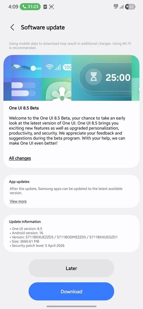samsung galaxy s23 fe one ui 8.5 beta 1 update έκδοση firmware india
