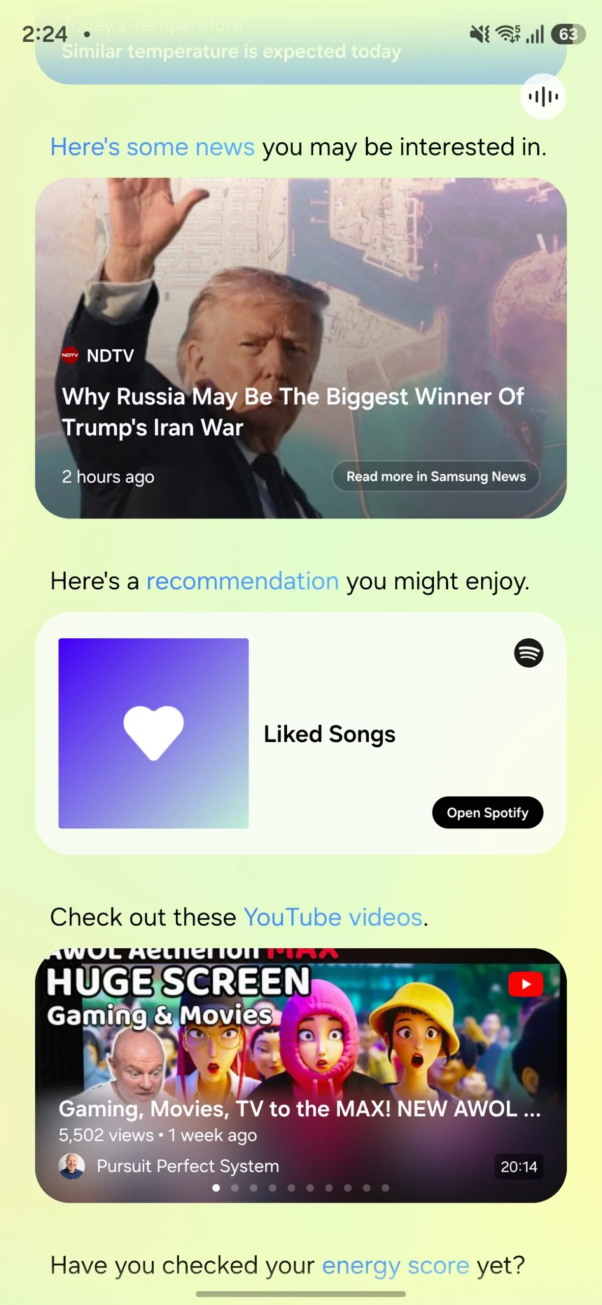 samsung one ui 8.5 τώρα σύντομες προτάσεις για playlist μουσικής spotify στο YouTube