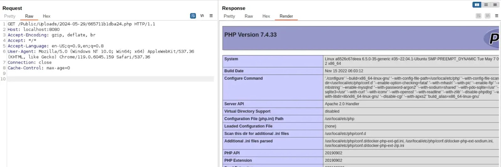 phpinfo() εκτελέστηκε με επιτυχία (πηγή: github)