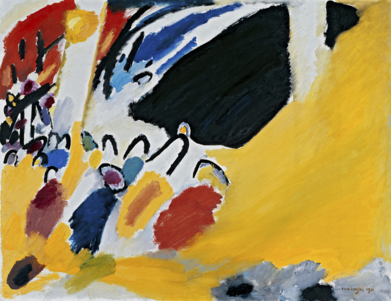 Wassily Kandinsky Impression III Konzert 1911 © Kandinsky Couple a cheval 1906 © Stadtische Galerie im Lenbachhaus und Kunstbau Munchen Gabriele Munter Stiftung 1957 768x592 1