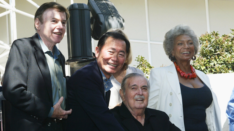 A photo of some of the cast of the original Star Trek