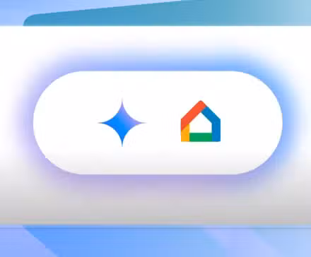 Μια εικόνα των αντίστοιχων λογότυπων του Gemini και του Google Home.