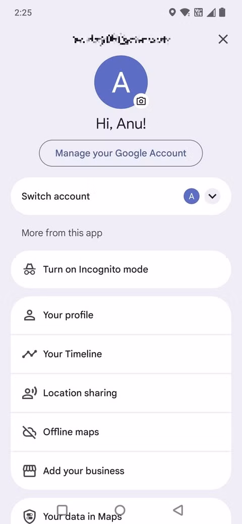 Στιγμιότυπο οθόνης που δείχνει τη λειτουργία Το Χρονολόγιο σας στους Χάρτες Google