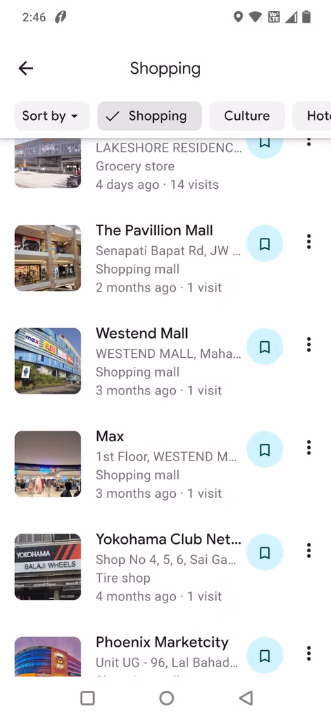 Στιγμιότυπο οθόνης που δείχνει την κατηγορία αγορών στους Χάρτες Google