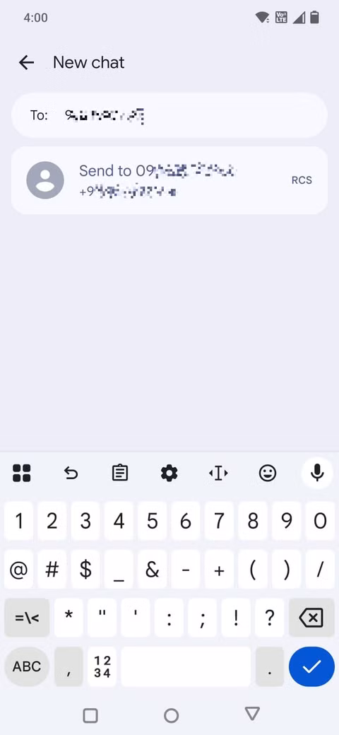 Στιγμιότυπο οθόνης που δείχνει πώς να στέλνετε μηνύματα στον εαυτό σας στο Google Messages