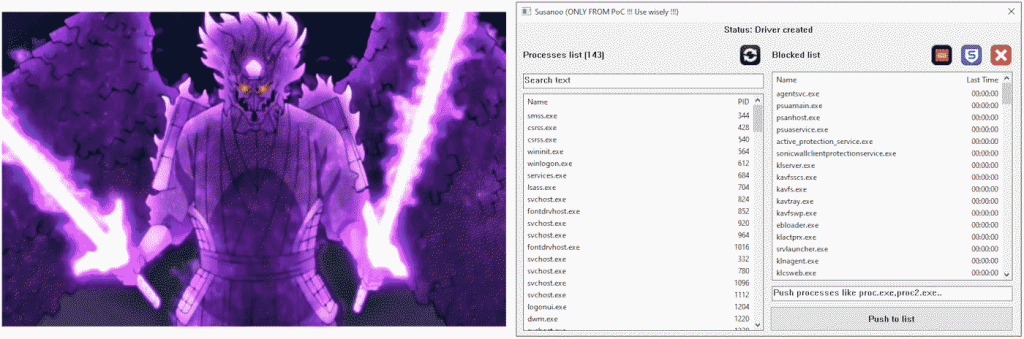 Susanoo EDR killer's loading screen (Πηγή: EST)