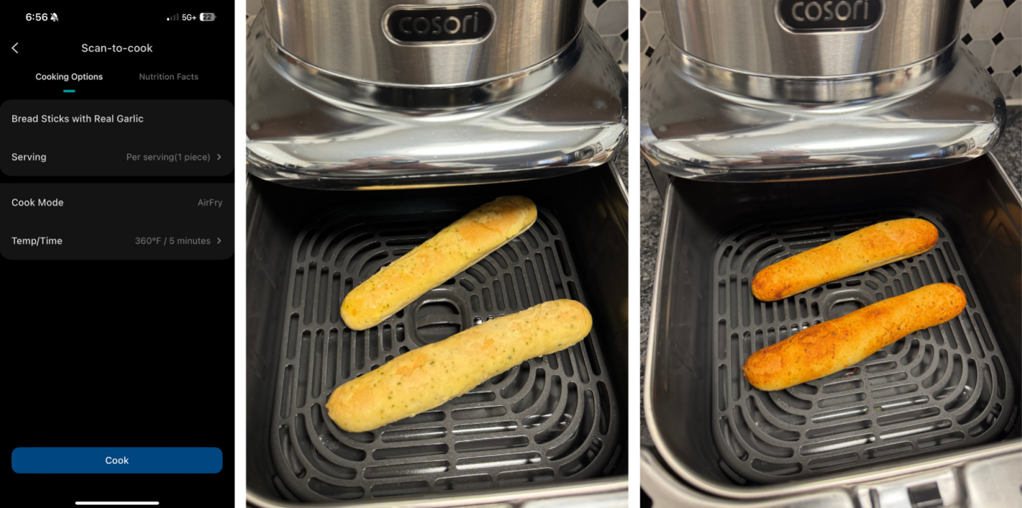 κριτσίνια σκόρδου μαγειρεμένα στο εμβληματικό cosori