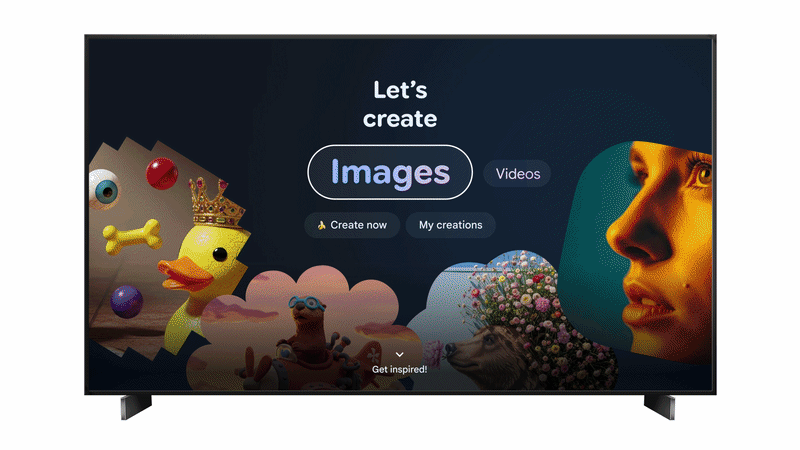 Ένα GIF που επισημαίνει το Nano Banana στο Google TV.