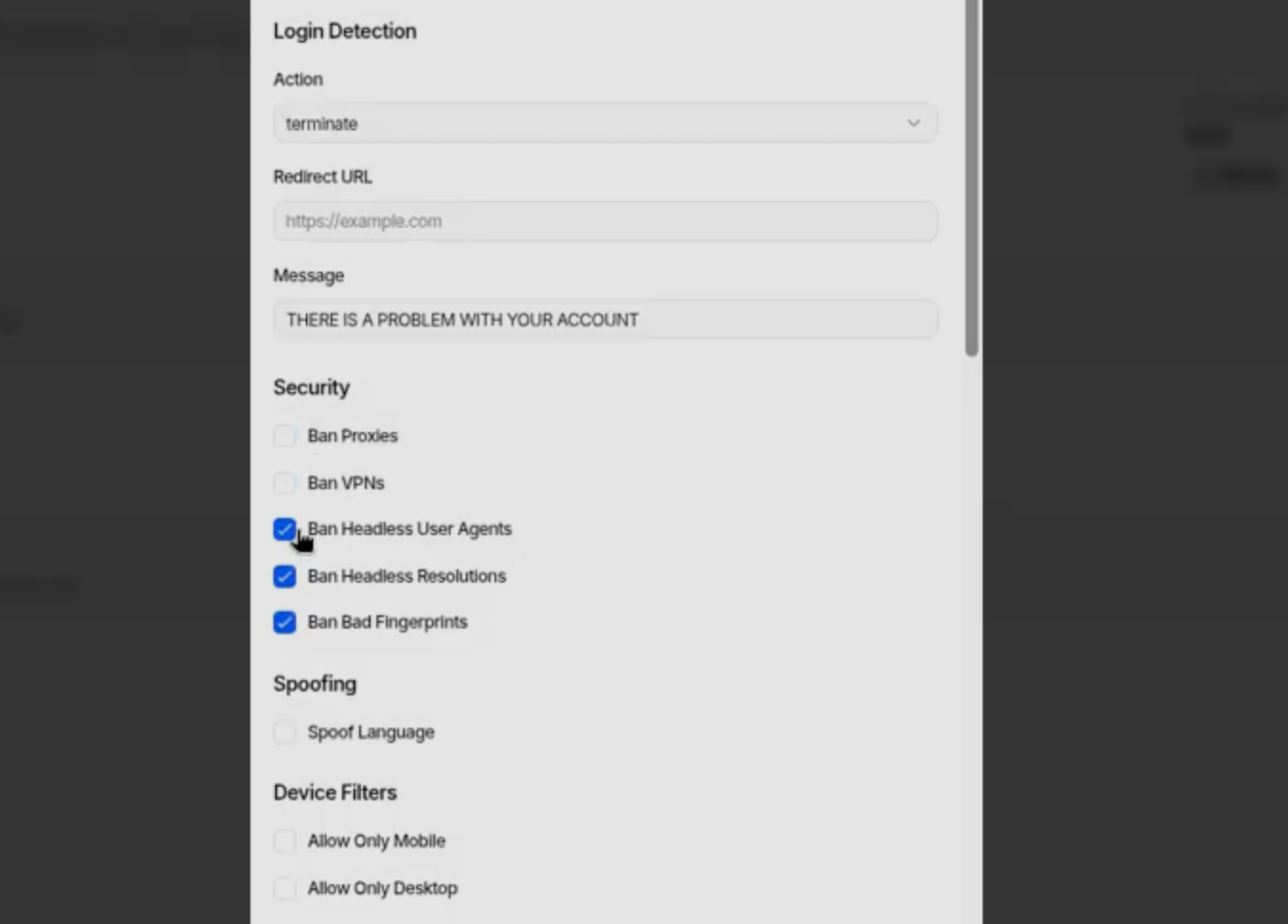 Επιλογές ασφαλείας