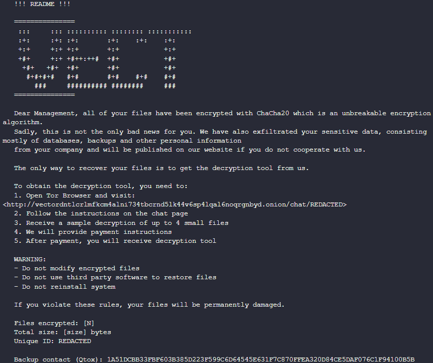 Το σημείωμα λύτρων VECT 2.0