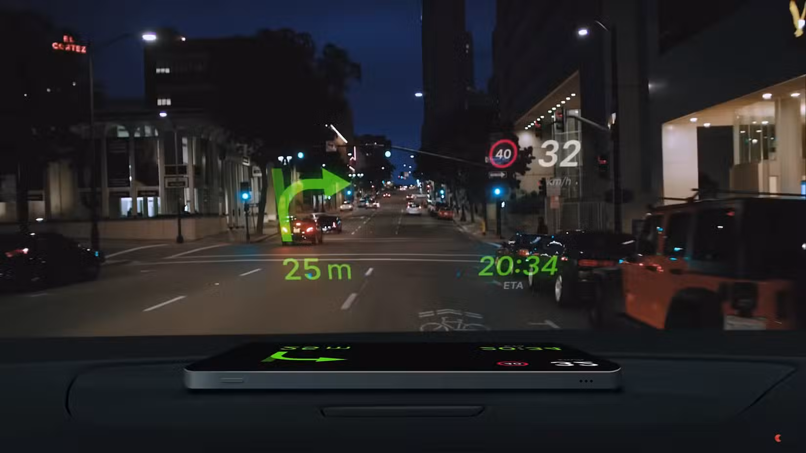 Μια επίδειξη της λειτουργίας hud του Sygic