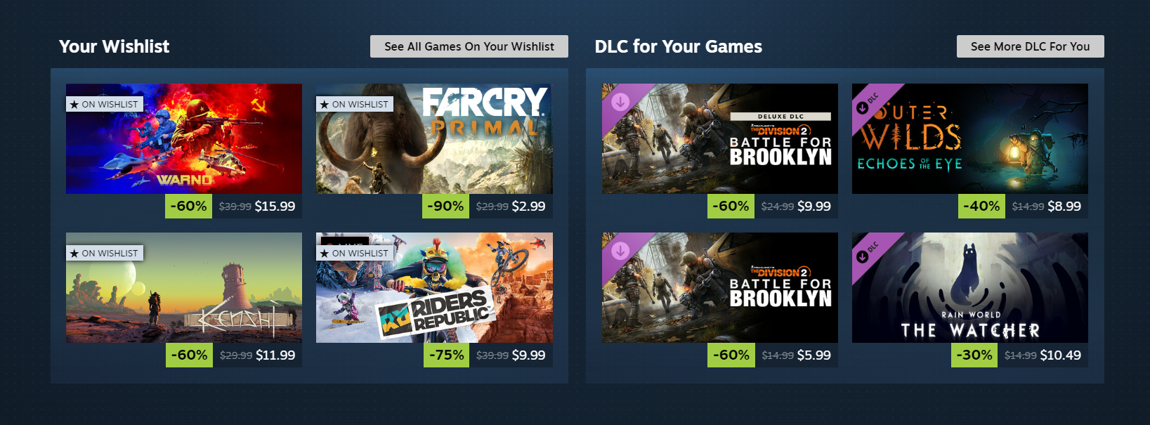 Steam New Sections