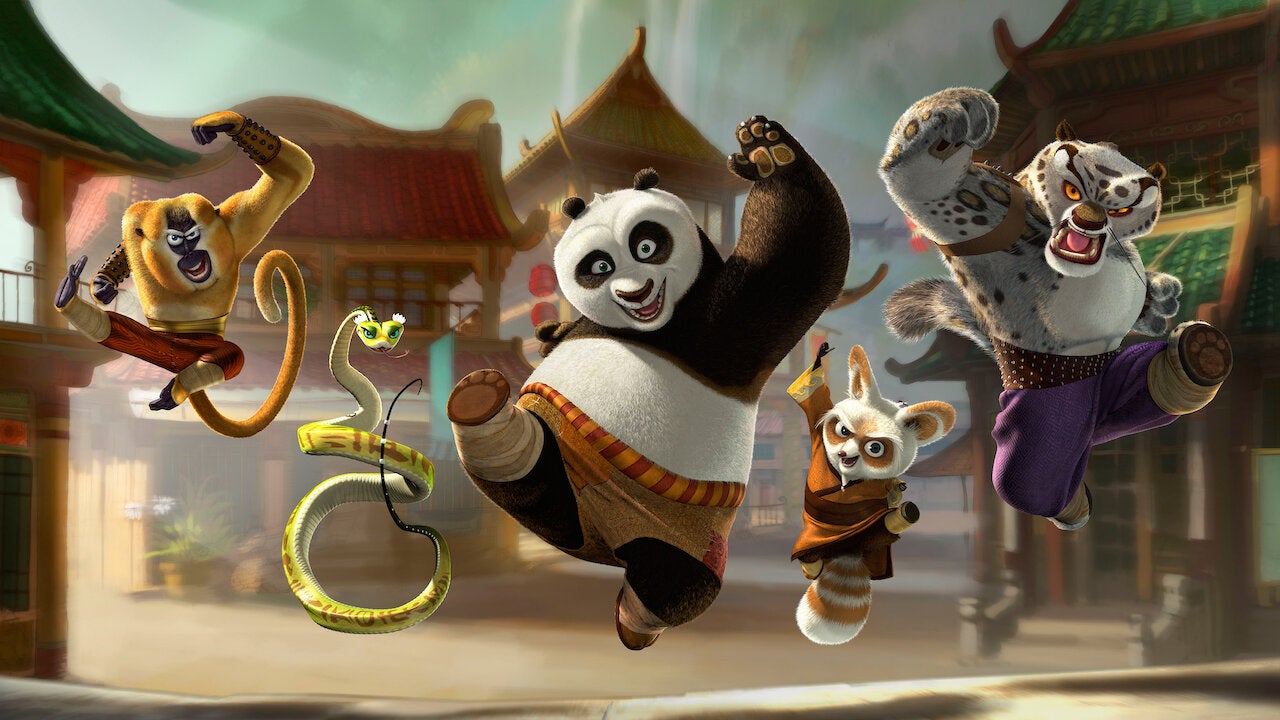 Kung Fu Panda characters jumping