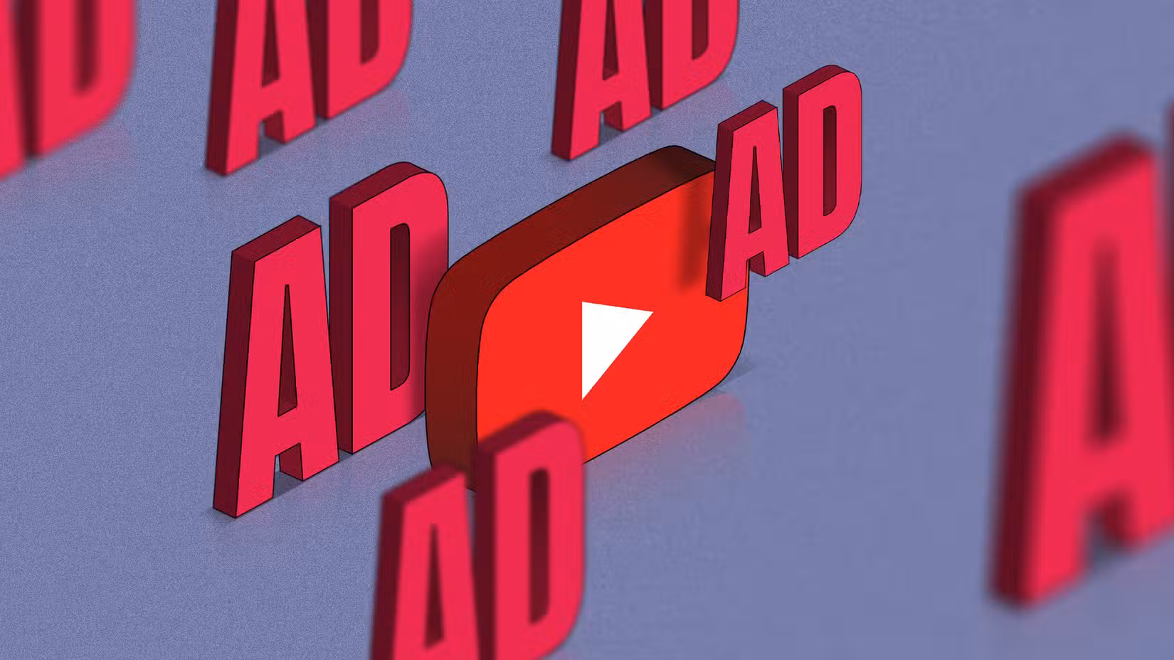 Το λογότυπο του YouTube περιβάλλεται από πολλές διαφημίσεις.