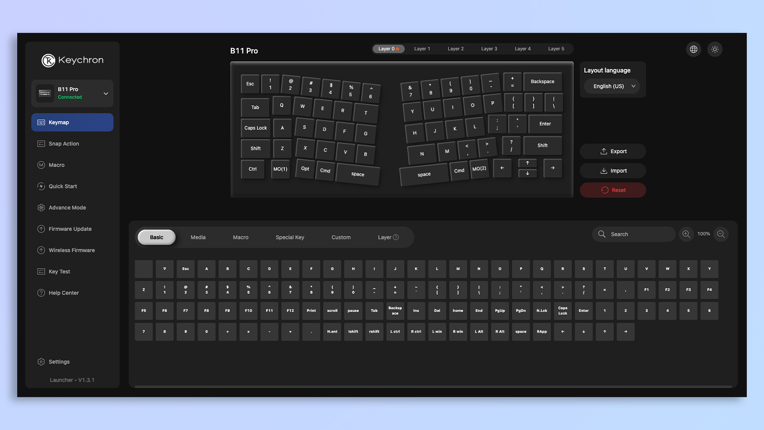 Εφαρμογή βασισμένη στον ιστό Keychron Launcher